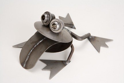 BANDANA/YARDBIRDS Collectible Metal BIG MOUTH FROG Indoor/Outdoor GARDEN Critter SCULPTURE