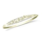 10k Yellow Gold Diamond Flower Flex Bangle Bracelet (1 4 cttw, I-J Color, I2-I3 Clarity)