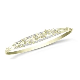 Click here to buy 10k Yellow Gold Diamond Flower Flex Bangle Bracelet (1 4 cttw, I-J Color, I2-I3 Clarity) by Amazon.com Collection.