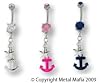 NAUTICAL STAR AND ANCHOR DANGLE BELLY RING BNAANC10CL- CLEAR