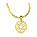 Star of David Diamond Cut .18k Gold Tone Charm 19 Steel Necklace Double Herringbone