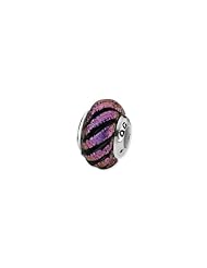 Silver Purple Swirl Dichroic Glass Charm for 3mm Charm Bracelets