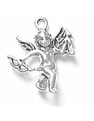 Sterling Silver 18" .8mm Wide Box Chain Necklace With Cupid Angel Holding Bow In One Hand And Arrow In The Other 3D Pendant