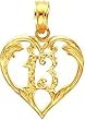 14K Gold 13 in Heart Charm