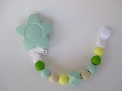 Silicone Pacifier Clip Boy or Girl Teether Beads Binky Holder Mint