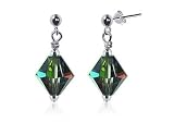 Vitrial 8 MM Swarovski Crystal Bicon Sterling Silver Post Earrings