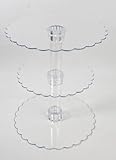 (Save .04) 14-1/4 Inch Tall Three Tier Cupcake or Cake Stand with Scalloped Eges Made of Clear Hard Acrylic - Mix and Match Use As a One Tier, Two Tier or Three Tier - Center Tube Is Hollow and Can Be Filled If Desired for cheap