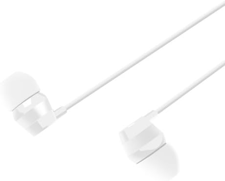 Caseology (Blank) Noise-Cancelling Tangle Free Flat Cable Earbud Headphones with Single Button Remote (White)