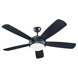 Monte Carlo 5DI52BKD-L Discus 52-Inch 5-Blade Ceiling Fan, Matte Black Finish