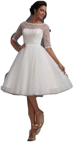 Winey Bridal Short Sexy See-through Bateau Long Sleeves Beach White Wedding Dresses (12W)