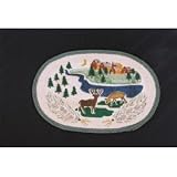 Deer Wildlife Lodge Decor Oval Jute Rug