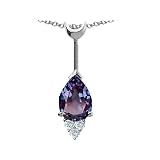 1.26 cttw Lab Created Alexandrite and Genuine Diamond Pendant - 14kt White or Yellow Gold