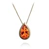 14k Matte Finish Yellow Gold Bezel Set Pear Shaped Fire Opal Pendant