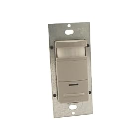 Leviton OSS10-IDG DECORA (R) Brand (R) Passive Infrared Wall Switch Occupancy Sensor, 180 Degree, 1200 sq. ft. Coverage, LED Adjustable Night Light, Manual On, Gray