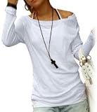 Allegra K Ladies Solid Long Sleeves Pullover Shirt Dress White L