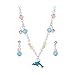 Heirloom Finds Childs Blue Enamel Dolphin Necklace with Pink Crystals Earring Set