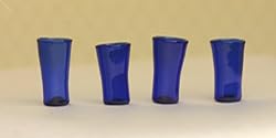 Set of 4 Blue Glass Glasses Dollhouse Miniature