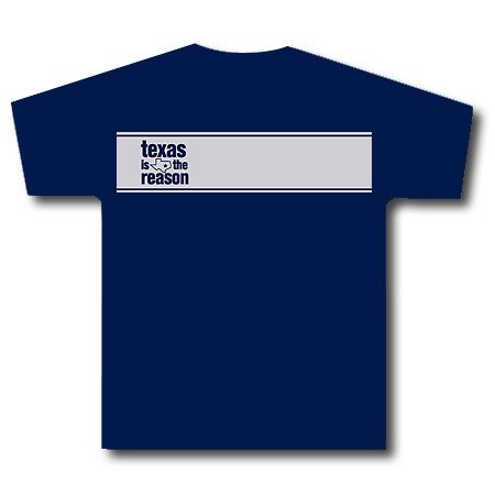 Click here to buy TEXAS IS THE REASON - Silver Stripe - Navy T-shirt.