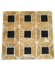 Single Detail Page Misc: 4x4 Honey Onyx 3-Dimensional Polished Mosaic Tiles with Absolute Black Granite Insert - Marble 'n things