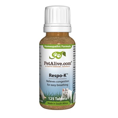 PetAlive Respo-K 125 Tablets - Natural Respiratory System Remedies for Cold & Flu in Dogs & Cats