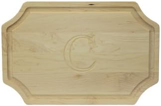 CHUBBCO 300-C Bar/Cheese Board with Scalloped Corners, 9-Inch by 12-Inch by 0.75-Inch, Monogrammed "C", Maple