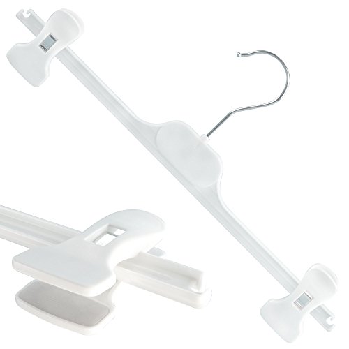 Cheap Price Hangerworld White Plastic Coat Clothes Hangers with Trouser / Skirt Clips 35cm (13.7