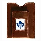 Toronto Maple Leafs Brown Leather Money Clip with Cardholder