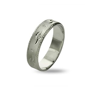 Sterling Silver Diamond and Bevel-Cut  Design 6mm Weddin