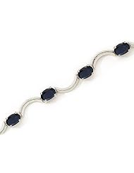 10K White Gold Oval Sapphire Bracelet