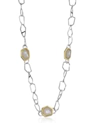 Kara Ross "Kara Link" Sterling Silver and 18k Gold Accent with Mother-Of-Pearl Necklace