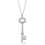 Diamond key Pendant Crafted in Sterling Silver (18 chain .10cttw.)