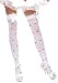 Valentine's Day Opaque Thigh High Nylon Stocking with Heart Print and Ruffle Top with Satin Bow