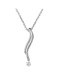 0.10 Cts Diamond Solitaire Wave Pendant in 18K White Gold