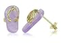 14 KT Yellow Gold Purple Jade 14k Flipflop Stud Post Earrings