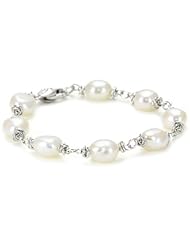 Honora "Crush" White Freshwater Cultured Pearl Link Bracelet, 7.5"