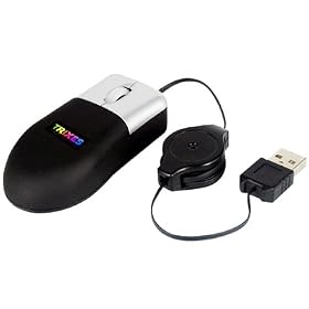 Brand New Small Mini Retractable Sleek Black & Silver Optical 3 Button USB to PC Laptop Travel Mouse
