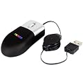 Brand New Small Mini Retractable Sleek Black & Silver Optical 3 Button USB to PC Laptop Travel Mouse