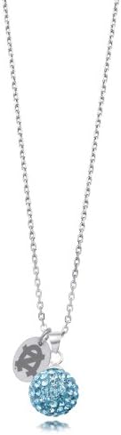 North Carolina Tar Heels Sterling Silver and Czech Crystal Ball Necklace