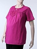 Motherhood Maternity: Plus Size Short Sleeve Mandarin Collar Ruffle Front Maternity Shirt