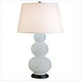 IMAGE OF Robert Abbey 341X Triple Gourd - Table Lamp, Deep Patina Bronze Finish with Baby Blue Glass with Pearl Dupioni Fabric Shade