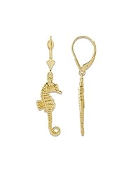 Wyland Seahorse Earrings in 14K Yellow Gold