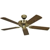 Produkt-Bild: 5-flg. Deckenventilator "Classic Royal" in Messing poliert / Eiche antik