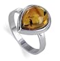 Sterling Silver Baltic Amber Pear Shape Ring Size 7