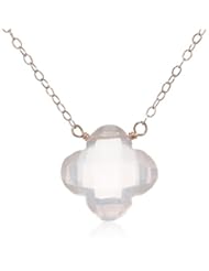 Rose Gold-Plated Sterling Silver and Rose Quartz Pendant Necklace, 18"