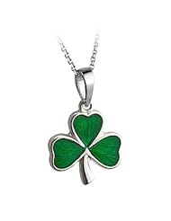 [CJS4619] Sterling Silver Enamel Shamrock Large Pendant On A Chain