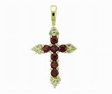 Ladies 0.27ct Diamond and 0.92ct Ruby Cross Pendant