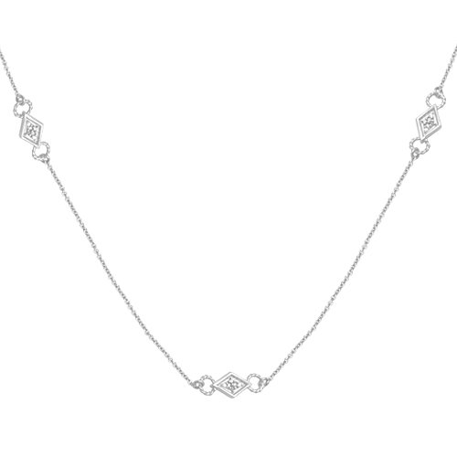 10k White Gold Diamond Station Necklace (1 4 cttw - I-J Color - I3 Clarity) - 48