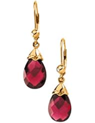 14K Yellow Gold Genuine Brazilian Garnet Briolette Earrings