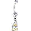 NCAA LSU Tigers DOUBLE Crystalline Gem Belly Ring - Louisisana State