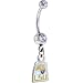 Ncaa Lsu Tigers Double Crystalline Gem Belly Ring - Louisisana State